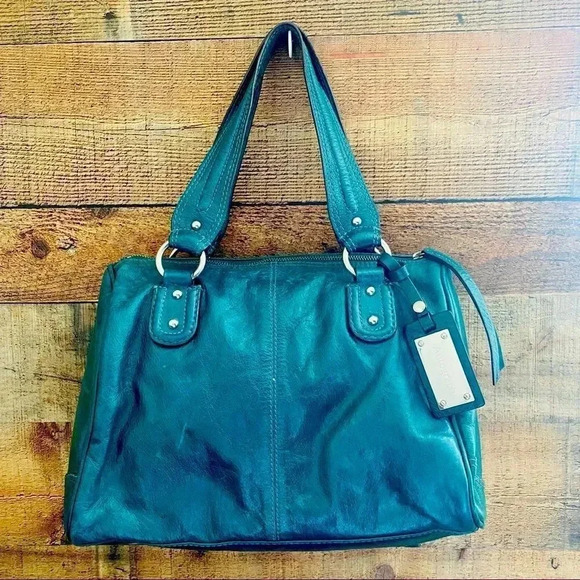 Marks & Spencer Autograph Teal/Green Leather Satchel - Picture 2 of 10